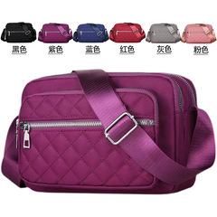 跨境女包單肩包格紋簡約斜挎包休閒時尚收納手機零錢包繡線真絲布