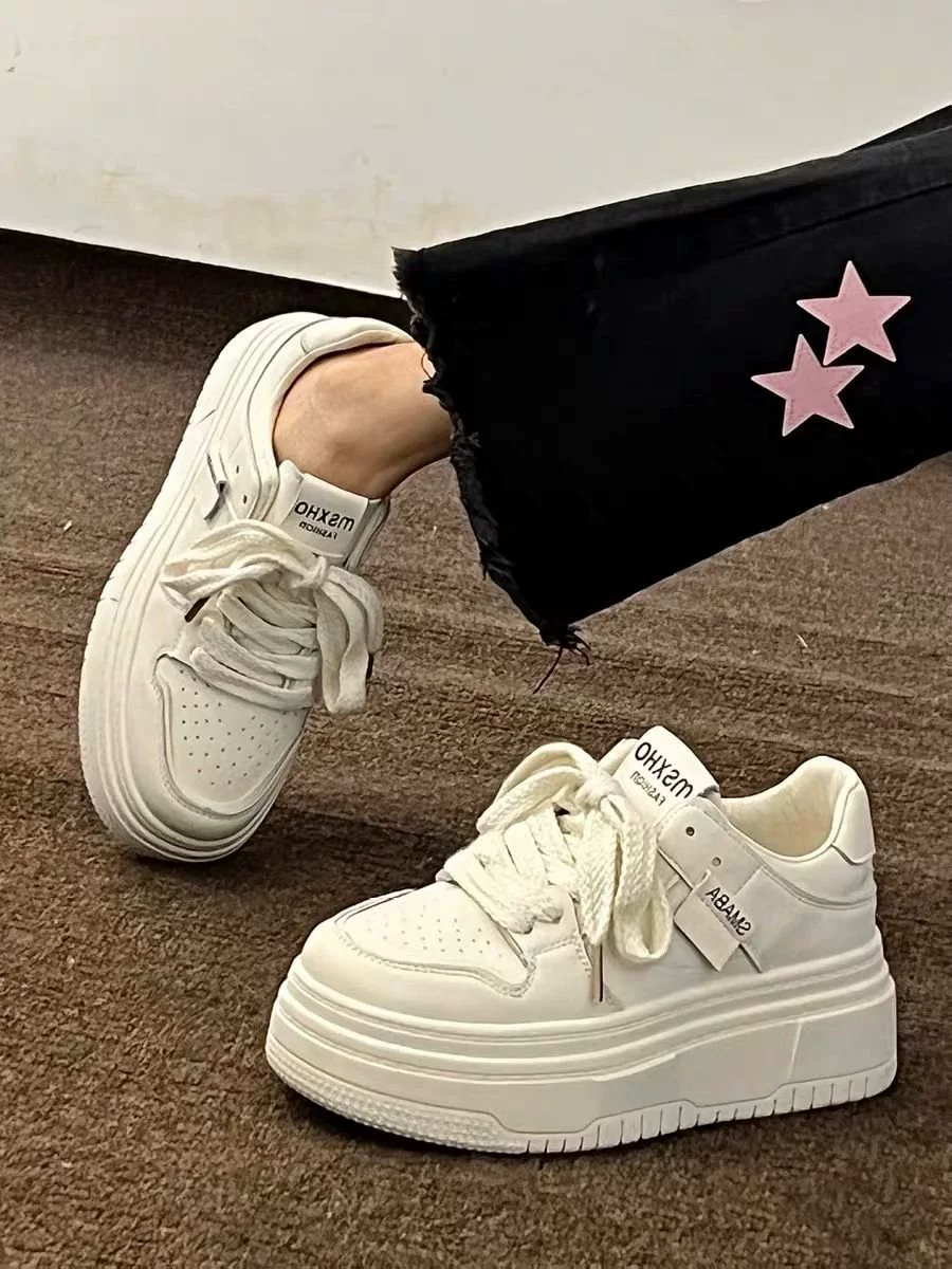 Small design universal white shoes platform, footwear, sneakers