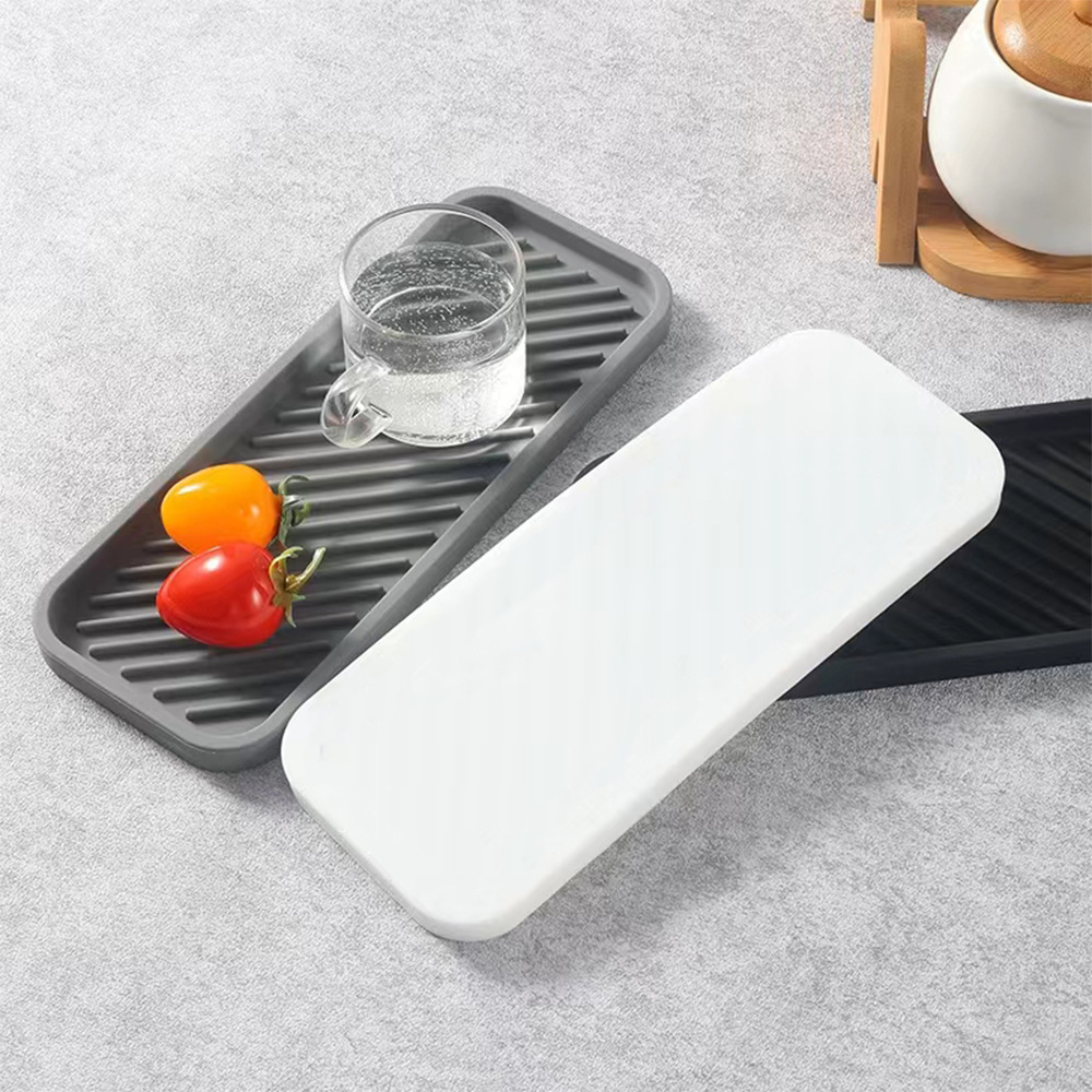 실리콘 배수 트레이, 비누 접시, 조미료 병, 그릇 및 젓가락 배수 패드, 간단한 고온 방지 찻잔 보관 패드