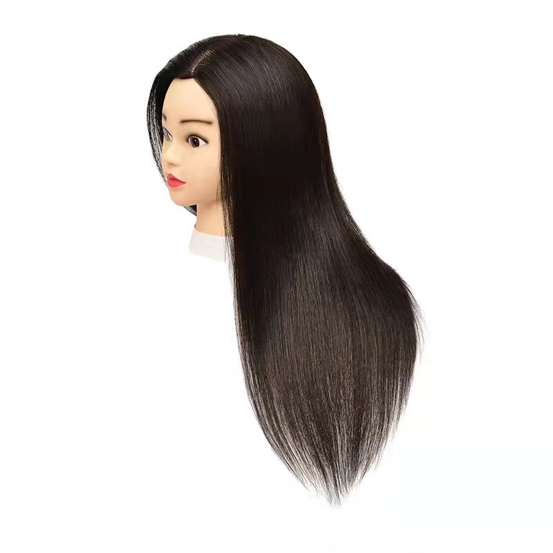 全本物の髪の髪のモデルの見習いは、髪を切ることを練習しています。|undefined