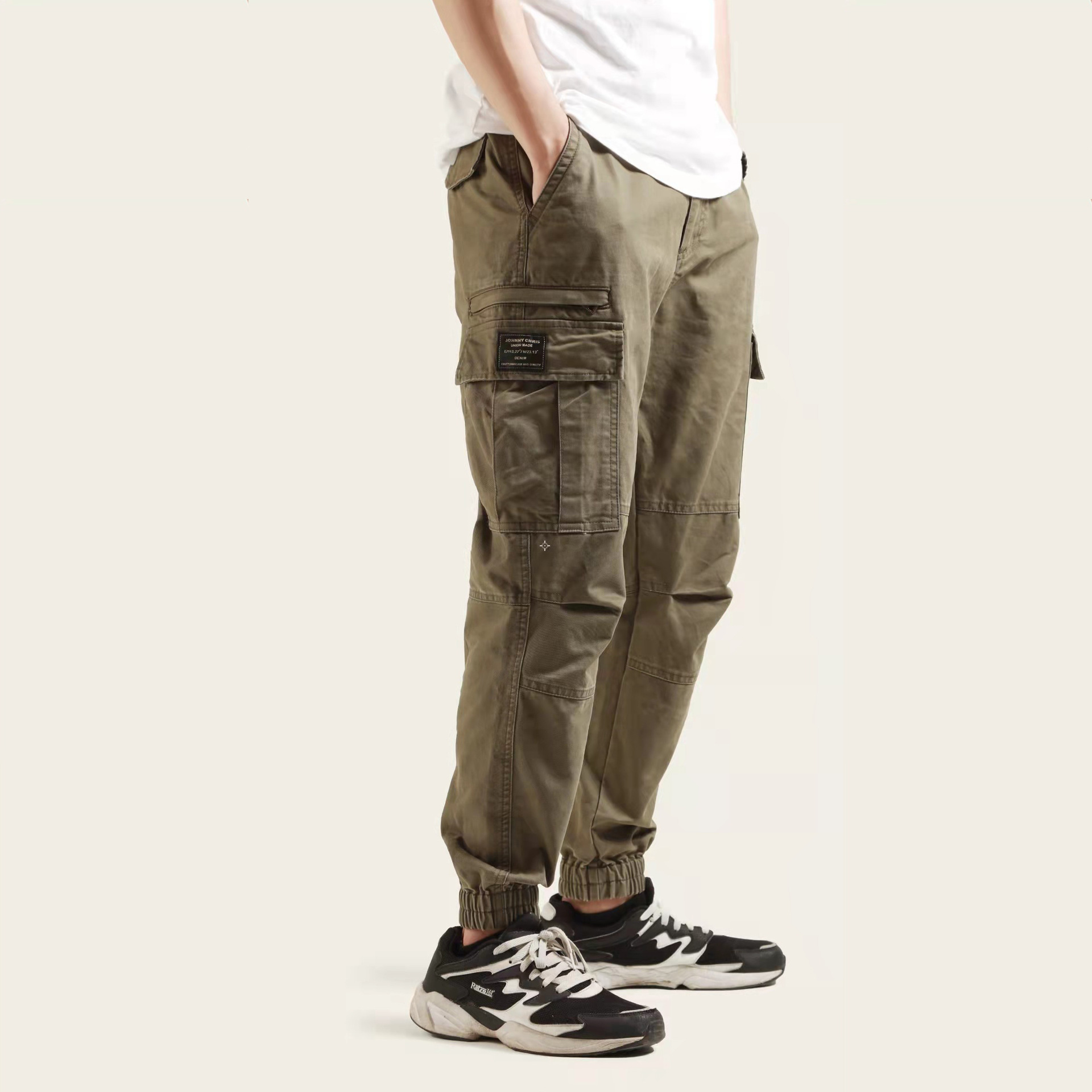 JOHNNY CHRIS 888 amikaji men's casual pants edging overalls youth fashion pants thickened pants