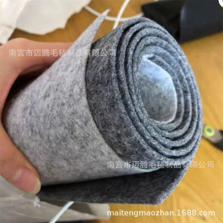 工厂货源3mm花灰色涤纶不织布 加厚黑白灰柔软保温无纺布