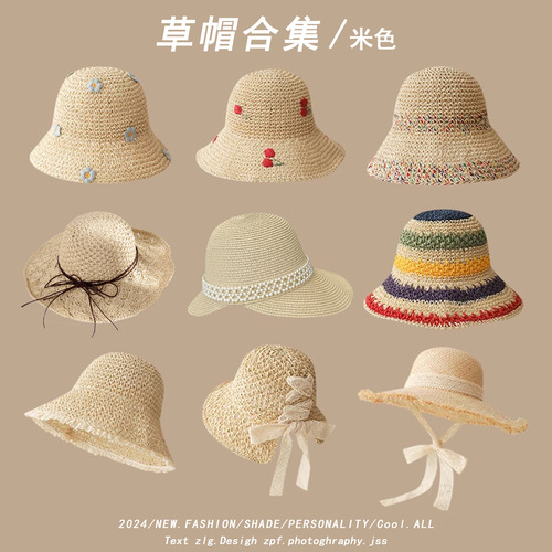 French sweet and cute floral lace sun hat, women's spring and summer outdoor travel beach sun hat