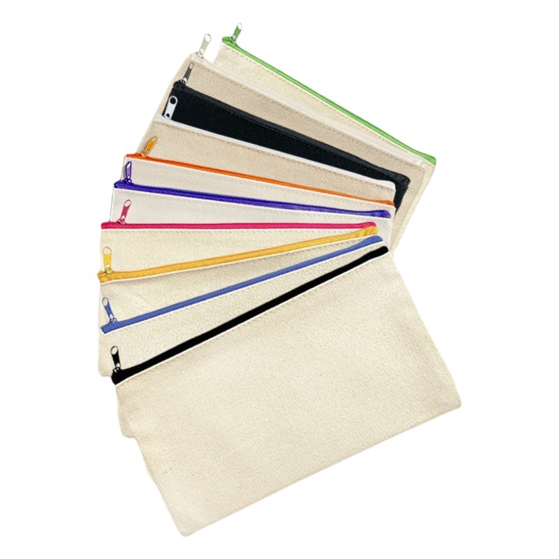 Amazon Cross Border Zipper DIY Graffiti Pencil Bag Cotton Pencil Bag Blank Spot Storage Pencil Bag Canvas Pencil Bag