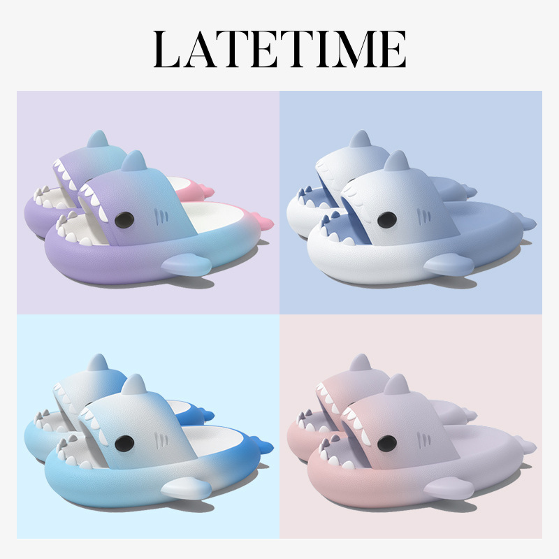 Cross-border explosions rainbow gradient children's shark sandals cute cartoon boys and girls indoor non-slip baby sandals
