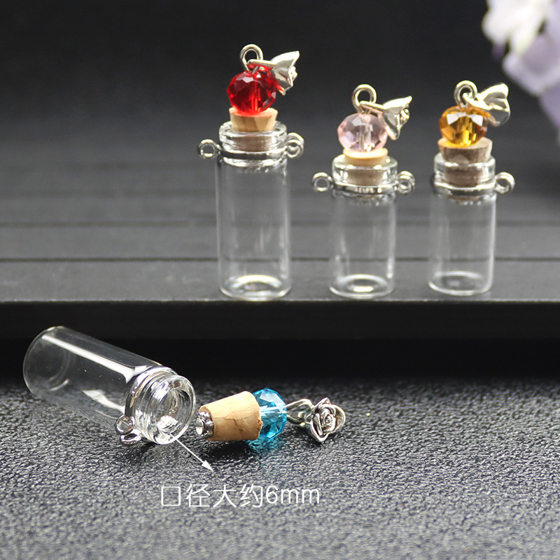Transfronterizos para mini tapón desear botella colgante botella de vidrio colgante de doble colgante perfumes botella de piedra triturada