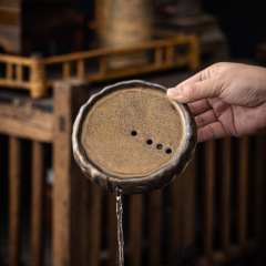 复古鎏金铁锈釉壶承干泡台壶托茶具配件中式茶室陶瓷茶壶养壶垫子