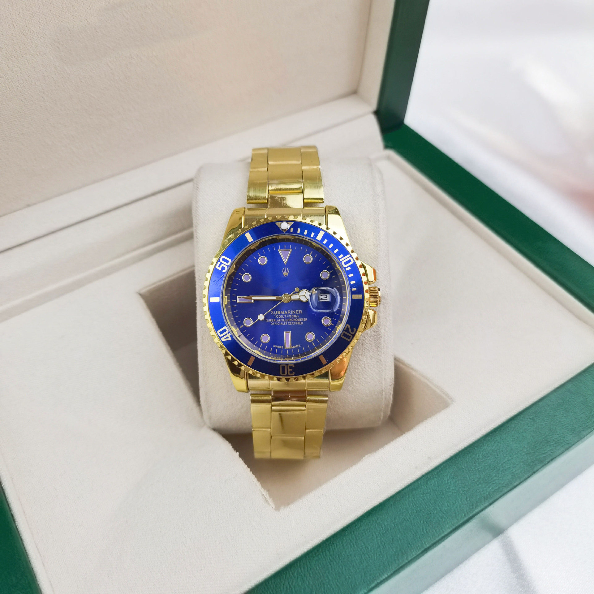 Gold strap blue water ghost