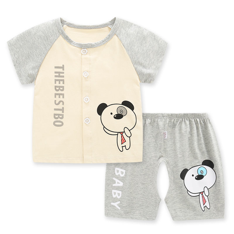 夏ベビー半袖スーツベビー半袖カーディガンTシャツクロッチレスショーツ薄手男の子女の子服夏1-3歳|undefined