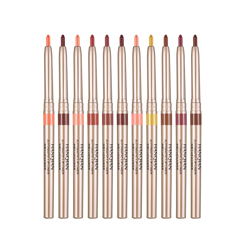 Han Qian rotativo automático lápiz labial mate impermeable duradero gancho de línea lápiz labial primavera y verano color desnudo fabricante de boca