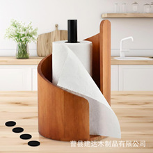 现货木质纸巾架圆形厨房立式餐巾架卷纸收纳整理架客厅桌面卷纸架