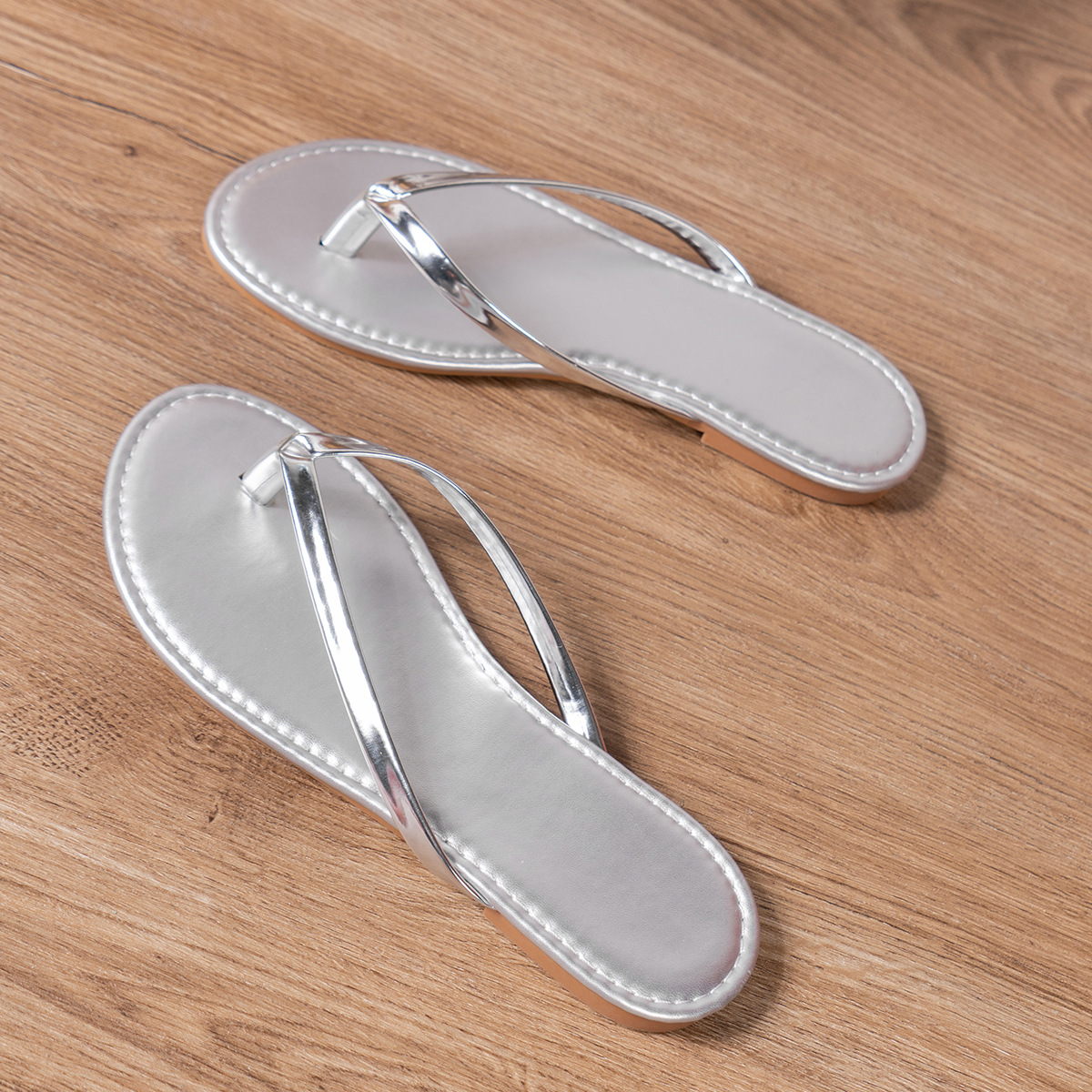 Damen Slipper Mit Fischgrätenmuster Und Flachem Absatz_voghion.com