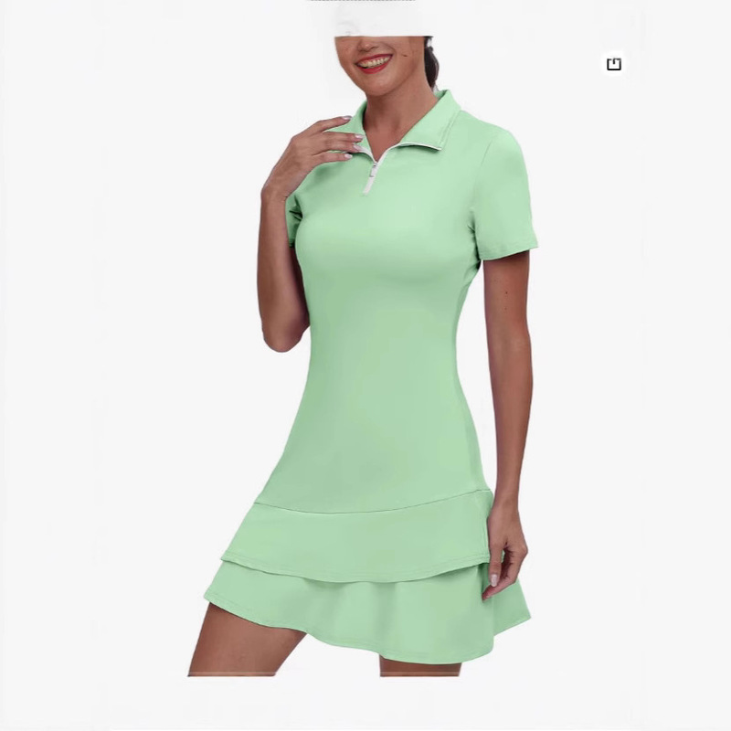 Amazon 2025 Summer Foreign Trade Women's Tennis Suit Golf Suit Built-in Shorts and Sports Training Suit Short Sleeves Amazon 2025 Summer Foreign Trade Women's Tennis Suit Golf Suit Built-in Shorts and Sports Training Suit Short Sleeves
