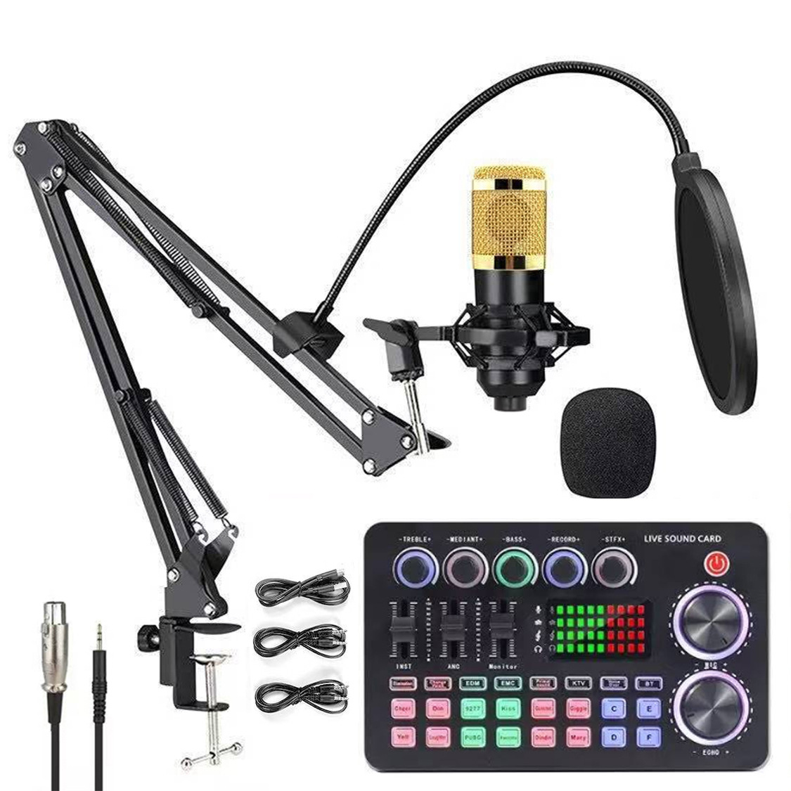 English Bm800 Microphone M1 Multi-Color Optional Sound Card Cross-Border Computer Recording Bracket Live Broadcast Complete Set
