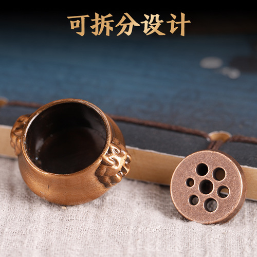 Lion ear stove thumb tip copper incense burner copper alloy incense stick incense vertical line incense burner incense supplies pocket incense holder