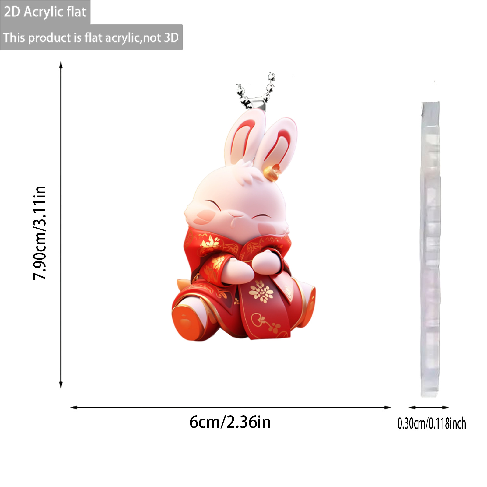 Nuevo colgante de conejo de bendición de animal lindo plano acrílico transfronterizo