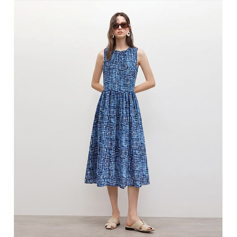 【Ge* Order】2026 Summer Sleeveless Geometric Plaid Dress Slim Fit Mid-Length Dress 【Ge* Order】2026 Summer Sleeveless Geometric Plaid Dress Slim Fit Mid-Length Dress