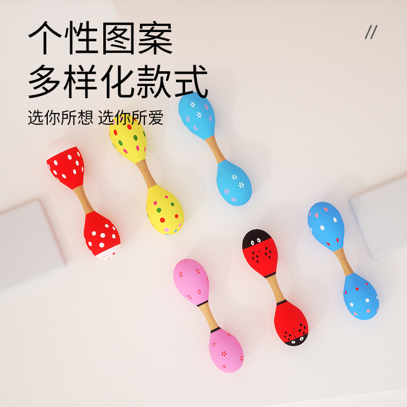 Artesanías de madera grande de doble cabeza martillo de arena música para niños juguetes de educación temprana instrumento musical juguetes de madera infantiles al por mayor