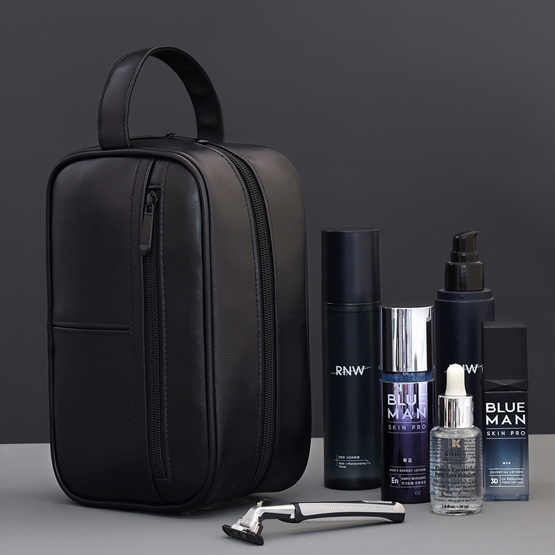 Yige bolsa de lavado de moda multifuncional creativa de viaje bolsa de almacenamiento de productos para el cuidado de la piel de los hombres portátil bolsa de cosméticos de pu