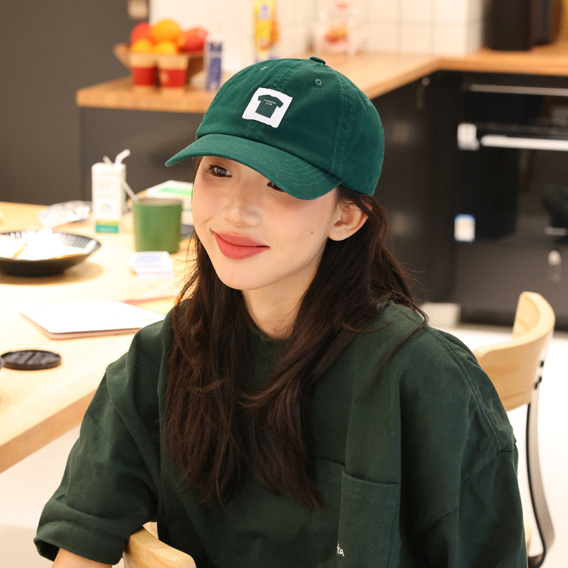 [THE HOBOO] Japanese original T-shirt cap female summer new dark green baseball cap sunshade hat male