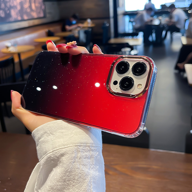 Iphone16携帯ケースフラッシュグラデーションTPUソフトエッジアップル15メッキpcレンズリングi13保護カバーを適用|undefined
