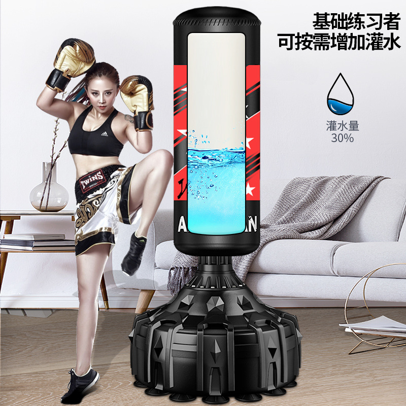 Sanda vertical ventosa bolsa de arena equipo de entrenamiento para adultos de riego de peso ajustable no deformación boxeo bolsa de arena