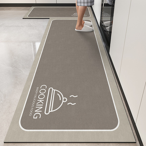 Kitchen mat, durable and slip-resistant mat, water-absorbent foot mat, easy to clean, household daikin mud carpet, geometric pattern