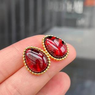 15*18mm Natural Raw Ore Blood S925 Silver Earring Nail Water Drop Shape Live Broadcast Standard Source Senior Lady