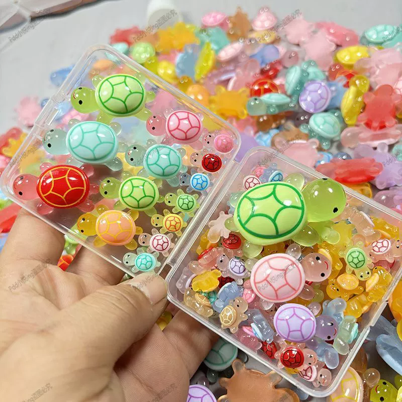 Новая светящаяся маленькая черепаха мультфильм милый орнаментальный diy крем-клей аксессуары Черепаха укладка музыки