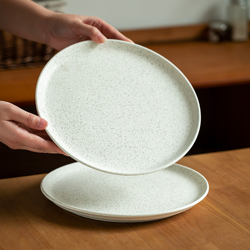 Plato de cerámica esmalte de sésamo retro platos de comida occidentales platos de ensalada platos de platos caseros platos de desayuno grande