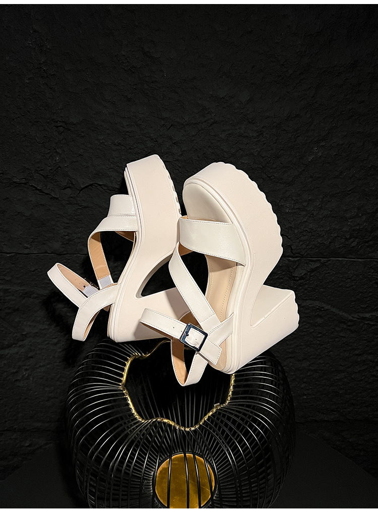 Sandal cao gót nữ hở mũi đế xuồng gót vuông 9 cm — màu đen, màu trắng ngà chi tiết 18