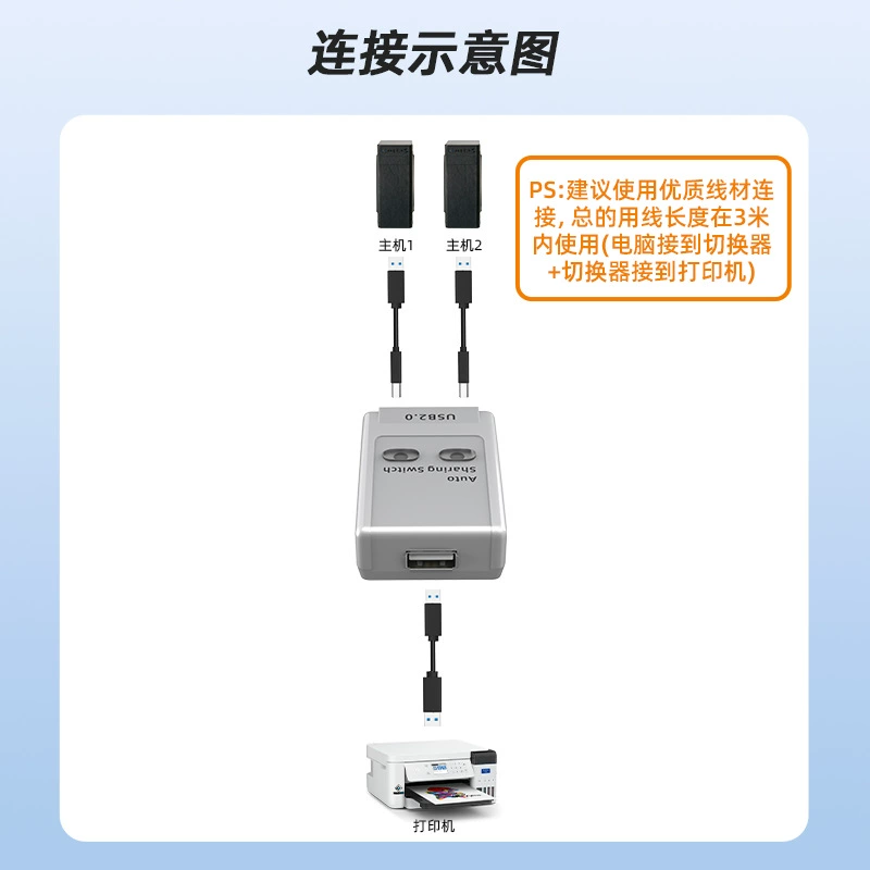 FJGEAR USB automatic print sharer Two computers share one printer key and mouse switch