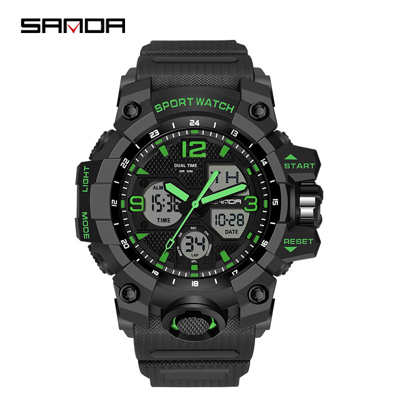 Sanda nuevo 6030 moda hombres estudiante juventud reloj electrónico impermeable multifuncional reloj al por mayor