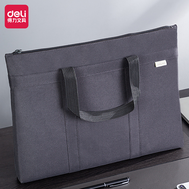 Deli 63788 Bolsa de archivo Maletín de computadora con cremallera Paquete de documentos comerciales Bolsa de almacenamiento de datos de inspección portátil