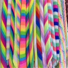 小兔毛条纹印花彩虹横条仿兔毛抱枕玩具毛绒工艺品面料批发