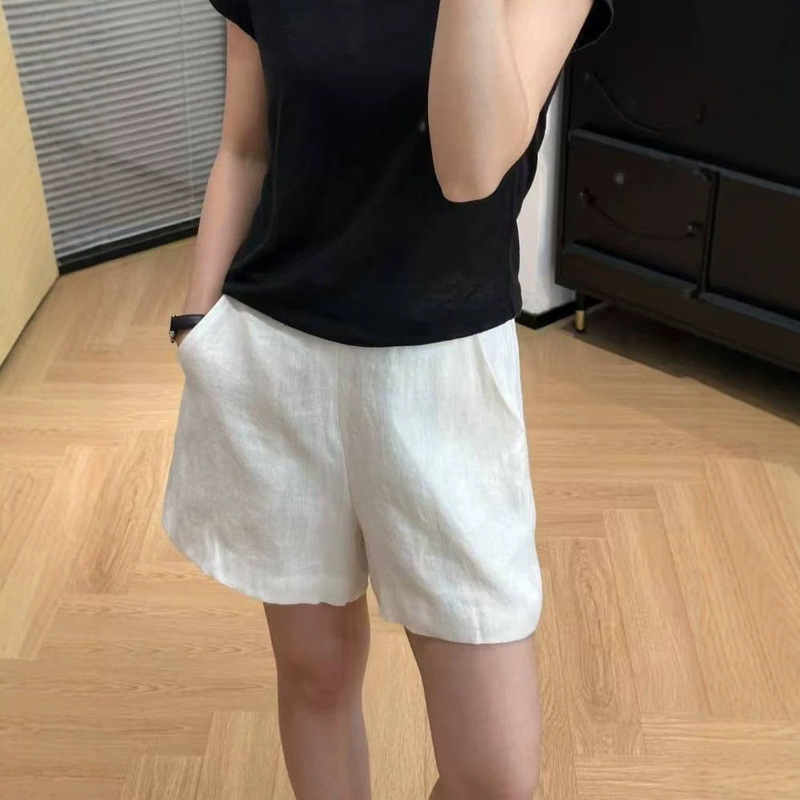 Pink Tencel Linen Wide-Leg Shorts for Women, New Summer High-Waisted Versatile Short Cotton-Linen A-Line Casual Hot Pants Pink Tencel Linen Wide-Leg Shorts for Women, New Summer High-Waisted Versatile Short Cotton-Linen A-Line Casual Hot Pants