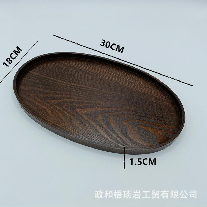 日本式の木の黒色のトレーの実木の家庭用はお茶の杯のお菓子のお茶の皿の高級感の実木の皿の食事の皿を置きます。|undefined