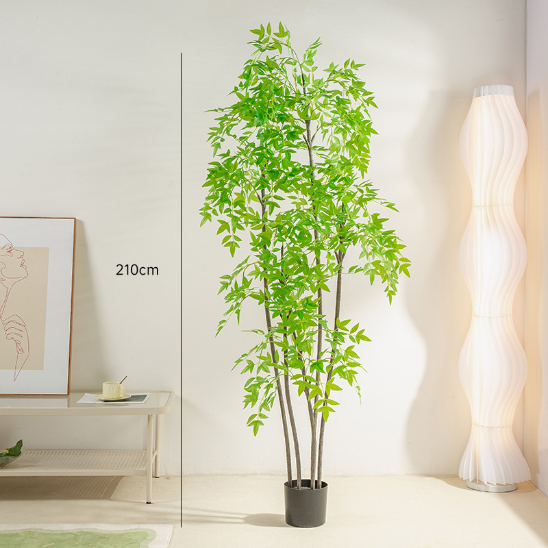 Nuevo estilo transfronterizo Simulación de bambú Nantian Decoración del hogar Plantas verdes falsas Sala de estar Decoración en macetas Plantas verdes Bonsai de bambú Nantian