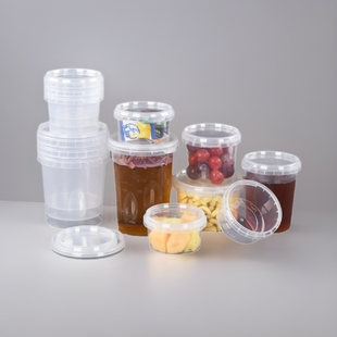 Disposable plastic takeaway packing lunch box with lock soup cup transparent sealed thickened fresh dessert soup multi-purpose