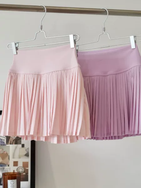 Lulu Tennis Skirt Varsity Style Pleated High-Waisted Sports Fitness Anti-Exposure Faux Two-Piece Pocket Skirt Shorts