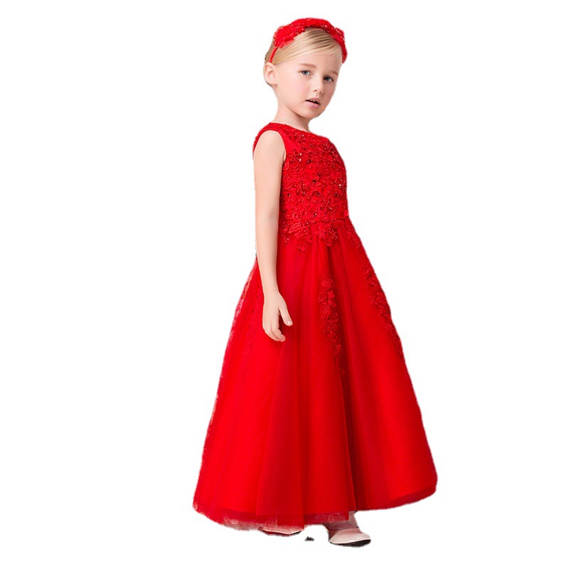 El comercio exterior de Europa y América Amazon AliExpress deseo nuevo lindo encaje con cuentas vestido de fiesta de cumpleaños de los niños vestido de princesa