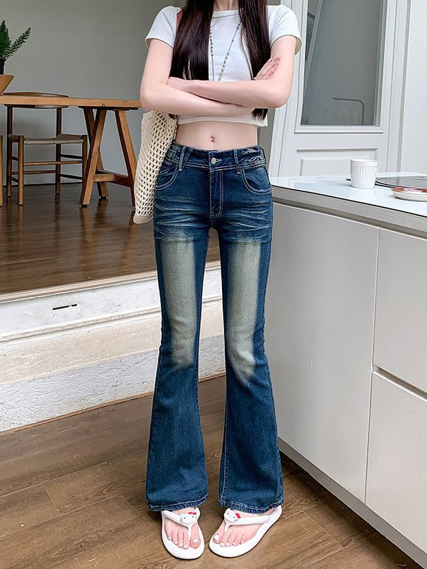 アメリカンデザインのパーソナライズされた翼刺繍ジーンズ女性用 2025 春気質ミレニアムホットガールマイクロフレアパンツ|undefined