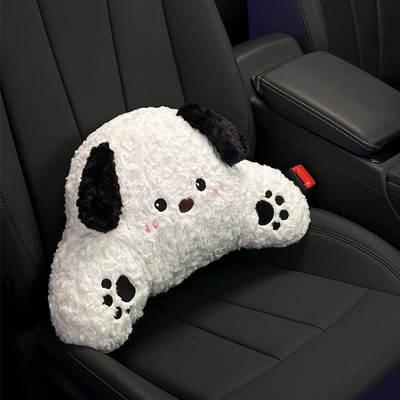 Seat Lumbar Pillow Plaid Car – Headrest - rabbit-fur-puppy-waist-white