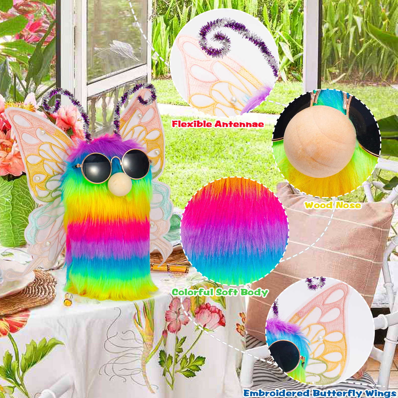 Muñecas de mariposa de arco iris transfronterizo muñecas de mariposa adornos de vacaciones de cuatro estaciones ventanas
