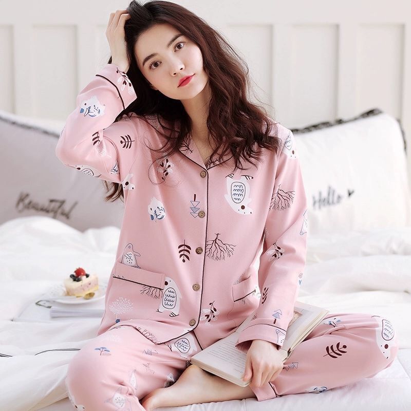 2021 New Arrival Pajamas Women's Spring and Autumn Long-Sleeved Home Clothes Autumn Outfit Large Size Pajamas Women's Suit