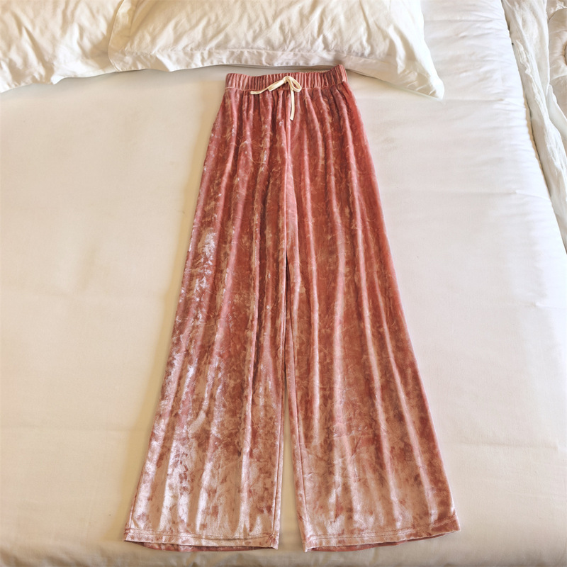 Velvet Pajama Pants for Women, Spring, Autumn, and Winter Wide-Leg Pants, Sweet Style, Girly Style, Soft, Comfortable, Warm Home Pants Velvet Pajama Pants for Women, Spring, Autumn, and Winter Wide-Leg Pants, Sweet Style, Girly Style, Soft, Comfortable, Warm Home Pants