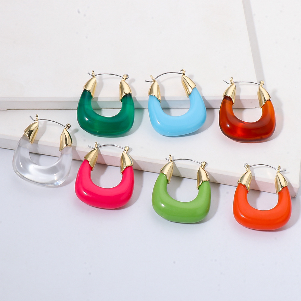 Exaggerated Transparent Resin U-shaped Earrings display picture 19