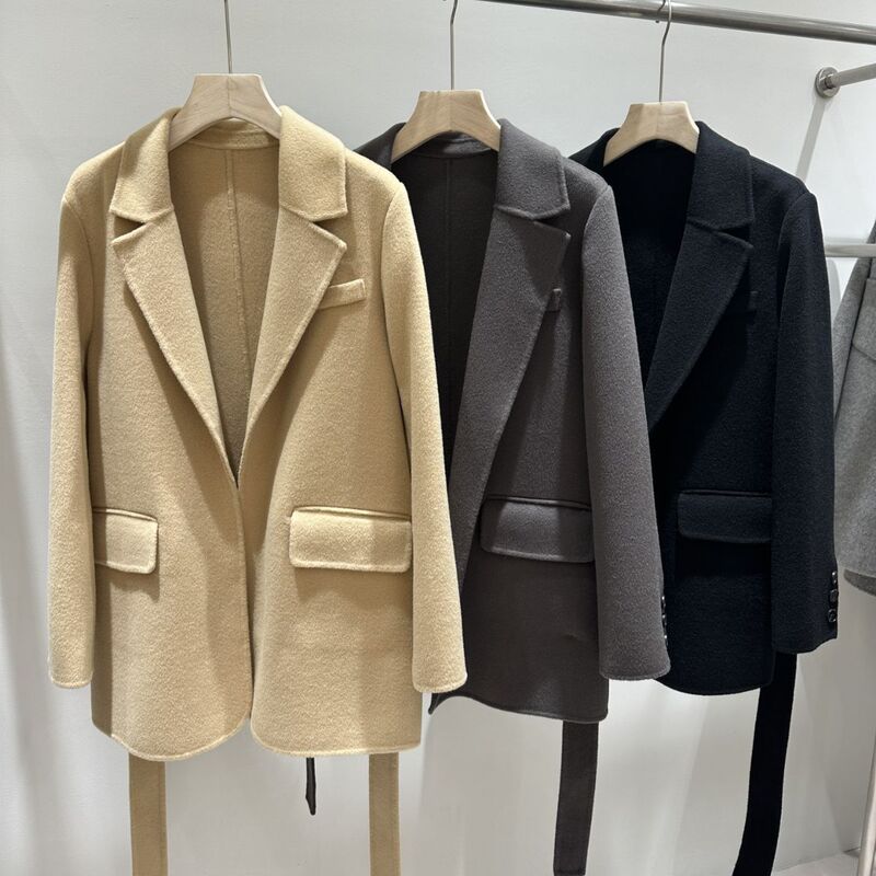 Special Offer Double-Sided Cashmere Coat for Women, Autumn and Winter Style, Belted, Slim Fit, Versatile Suit, 100% Australian Wool Woolen Coat