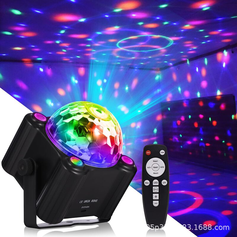 Cross-Border Led Stage Light Sound-Controlled Magic Ball Colorful Strobe Ktv Home Atmosphere Light Uv Colored Light Light Show