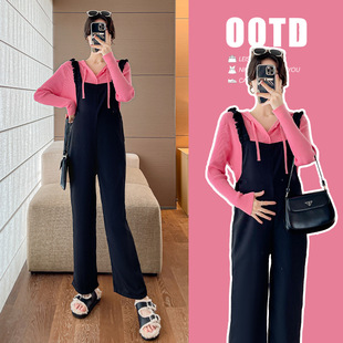 Real shot new, maternity autumn suit Korean casual fashion outer wear knitted jacket with suspenders